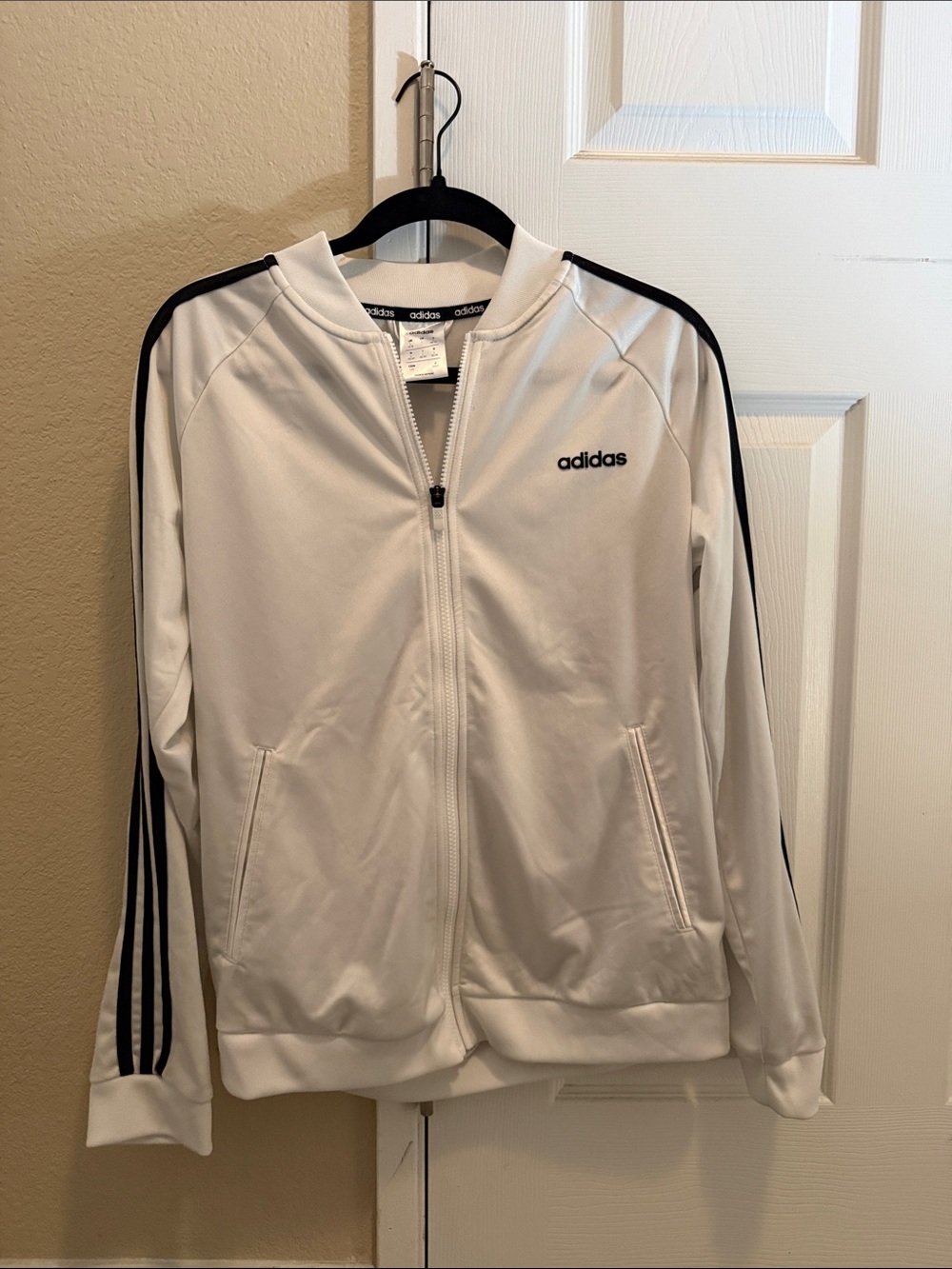 adidas White Track Jacket with Black Stripes